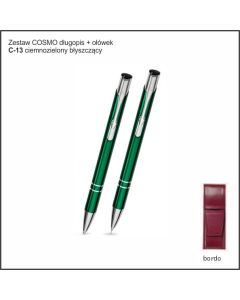 Zestaw COSMO długopis ołówek w etui Z-5 kolor ciemnozielony